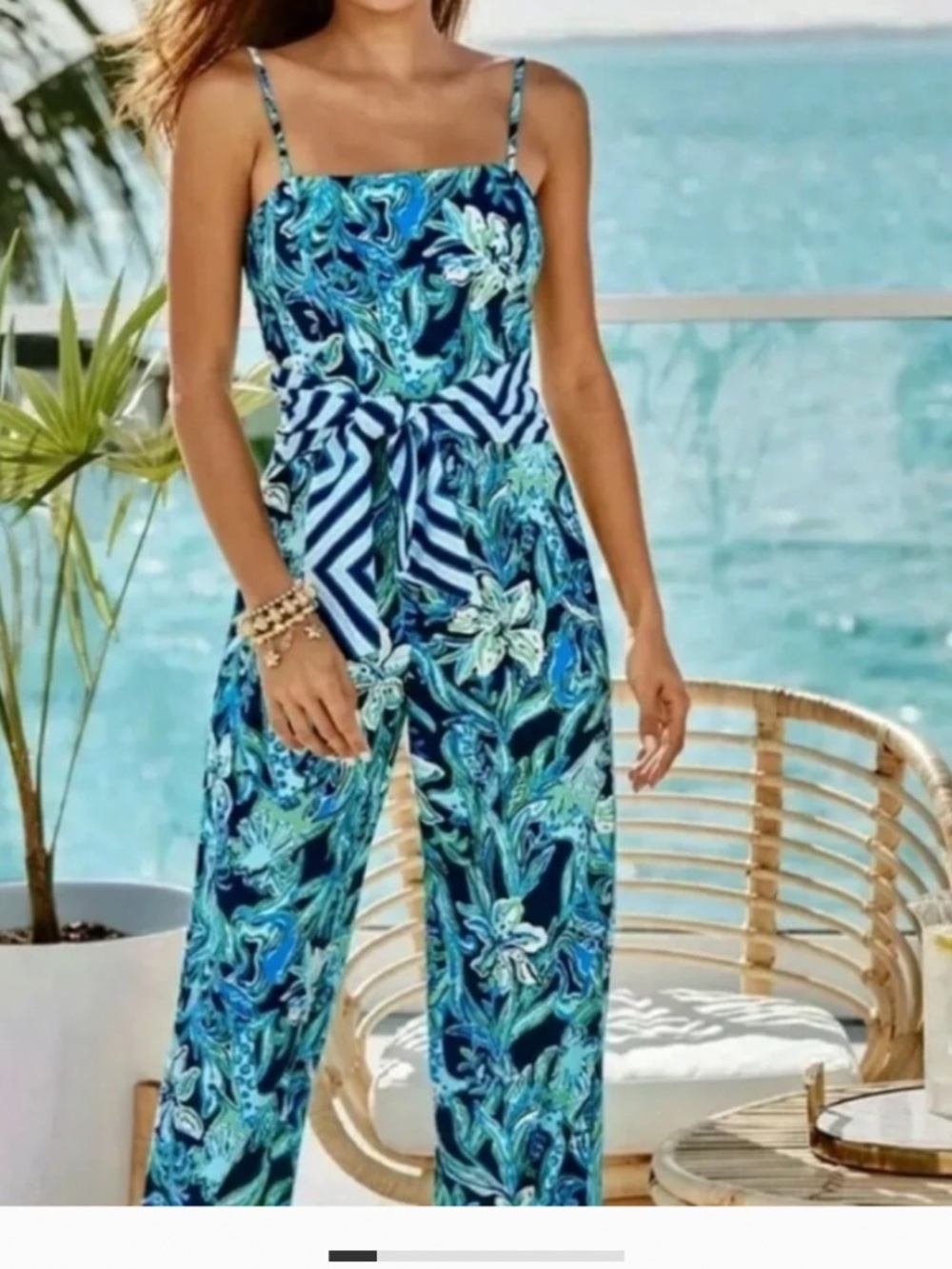Lilly Pulitzer Nila jumpsuit high tide floral women’s size 0